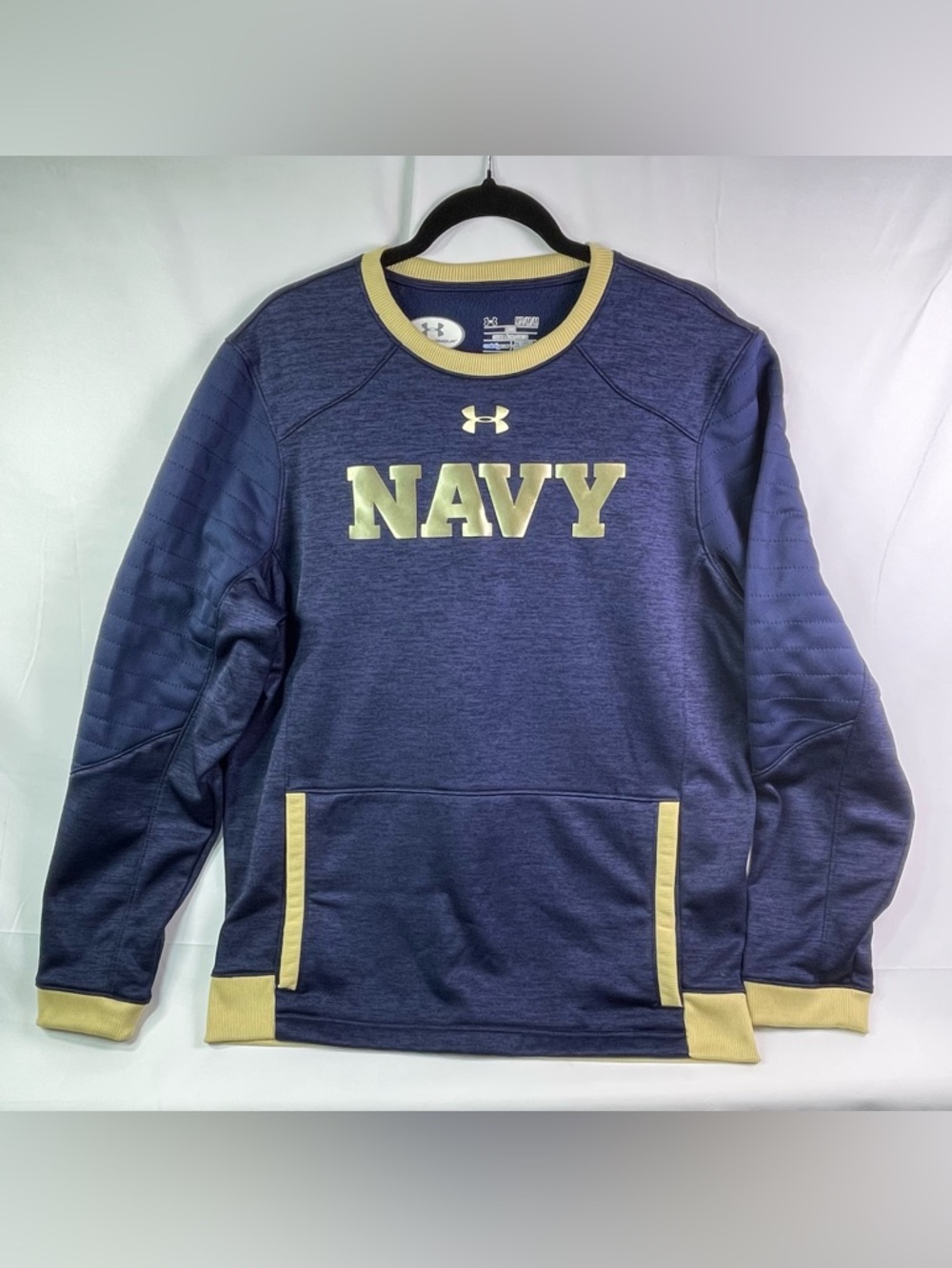 Under Armour Pullover Navy Midshipmen Textured Longsleeve Front Pouch Size M